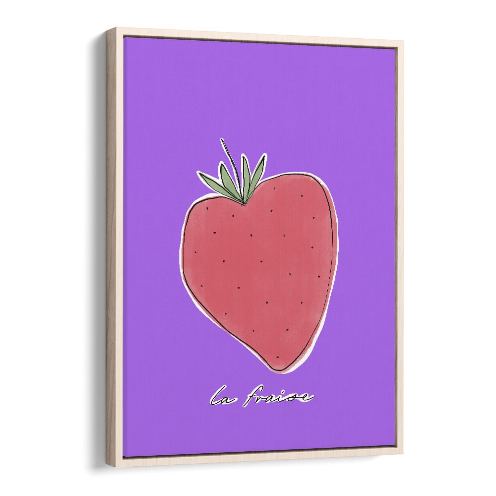 La Fraise by Uplus Me Studio Kitchen Art Prints Kitchen Posters in Oak Wood Floater Frame