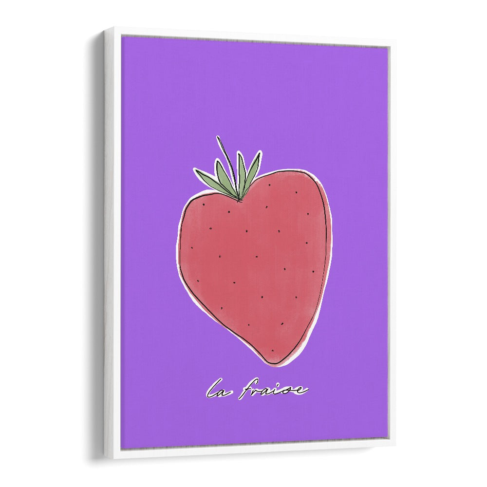 La Fraise by Uplus Me Studio Kitchen Art Prints Kitchen Posters in White Floater Frame