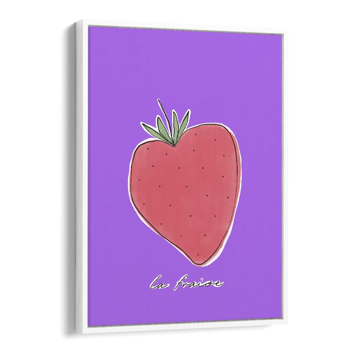 La Fraise by Uplus Me Studio Kitchen Art Prints Kitchen Posters in White Floater Frame