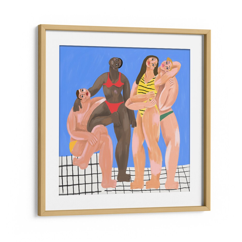 La Piscine By Cepe Wallart Prints in Oak Wood Frame With Mount