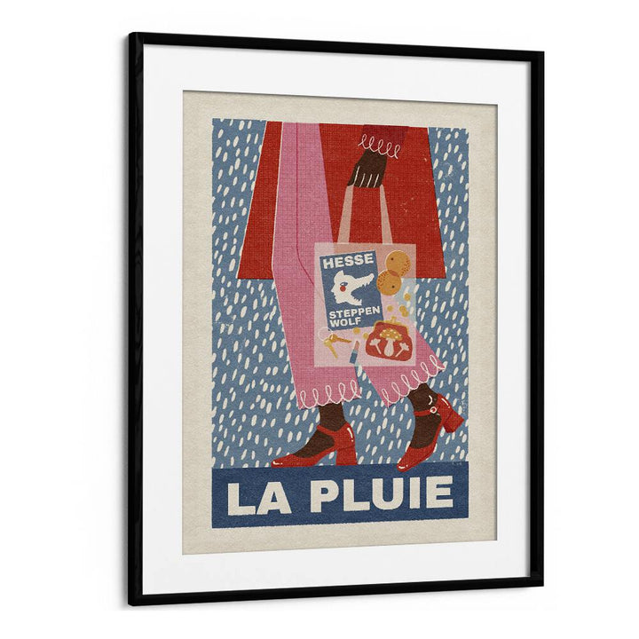 La Pluie French Style By Julia Leister Wall Art Prints in Black Frame With Mount