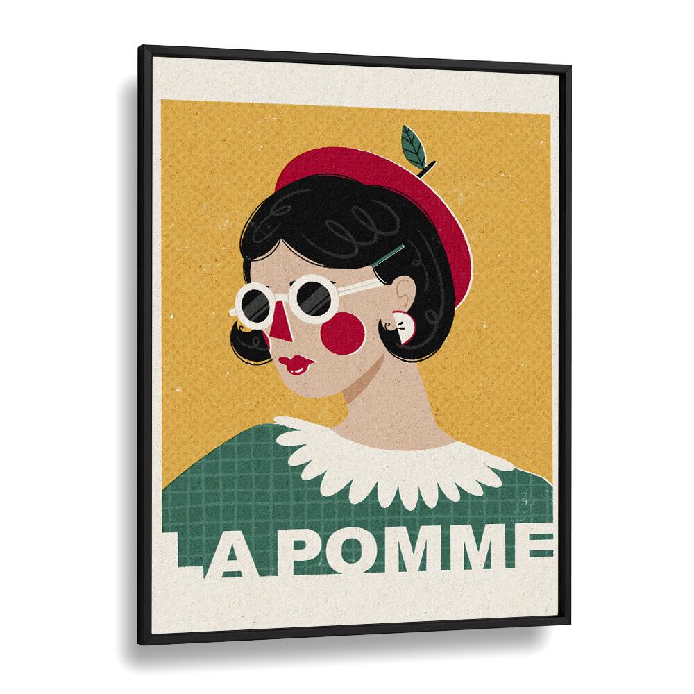 La Pomme French Fashion Portrait By Julia Leister Women Illustration Paintings in Black Plain Frame