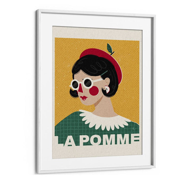 La Pomme French Fashion Portrait By Julia Leister Women Illustration Paintings in White Frame With Mount