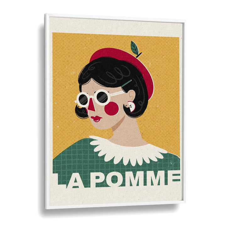 La Pomme French Fashion Portrait By Julia Leister Women Illustration Paintings in White Plain Frame