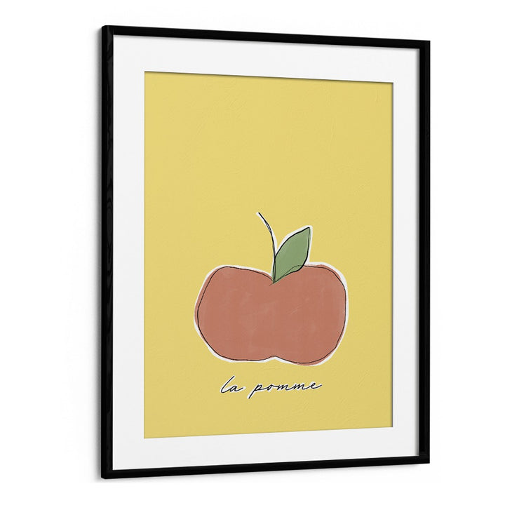 La Pomme by Uplus Me Studio Kitchen Art Prints Kitchen Posters in Black Frame With Mount