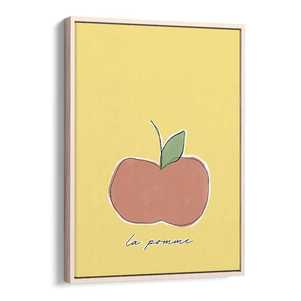 La Pomme by Uplus Me Studio Kitchen Art Prints Kitchen Posters in Oak Wood Floater Frame