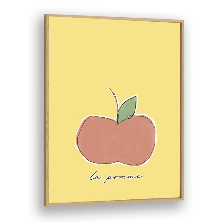 La Pomme by Uplus Me Studio Kitchen Art Prints Kitchen Posters in Oak Wood Plain Frame