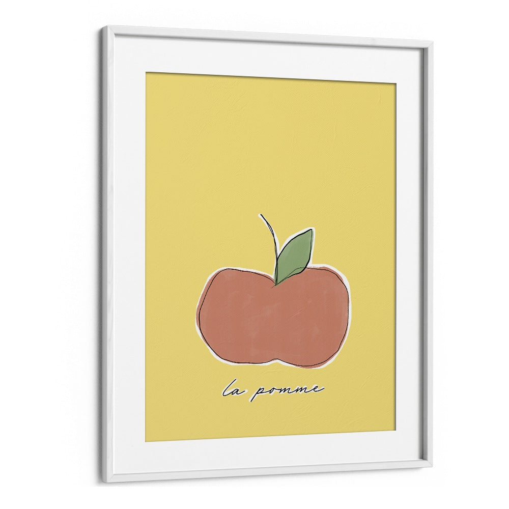 La Pomme by Uplus Me Studio Kitchen Art Prints Kitchen Posters in White Frame With Mount