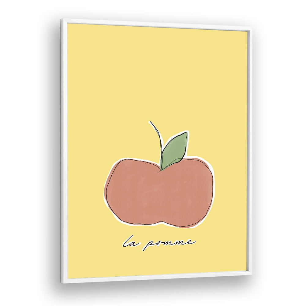 La Pomme by Uplus Me Studio Kitchen Art Prints Kitchen Posters in White Plain Frame