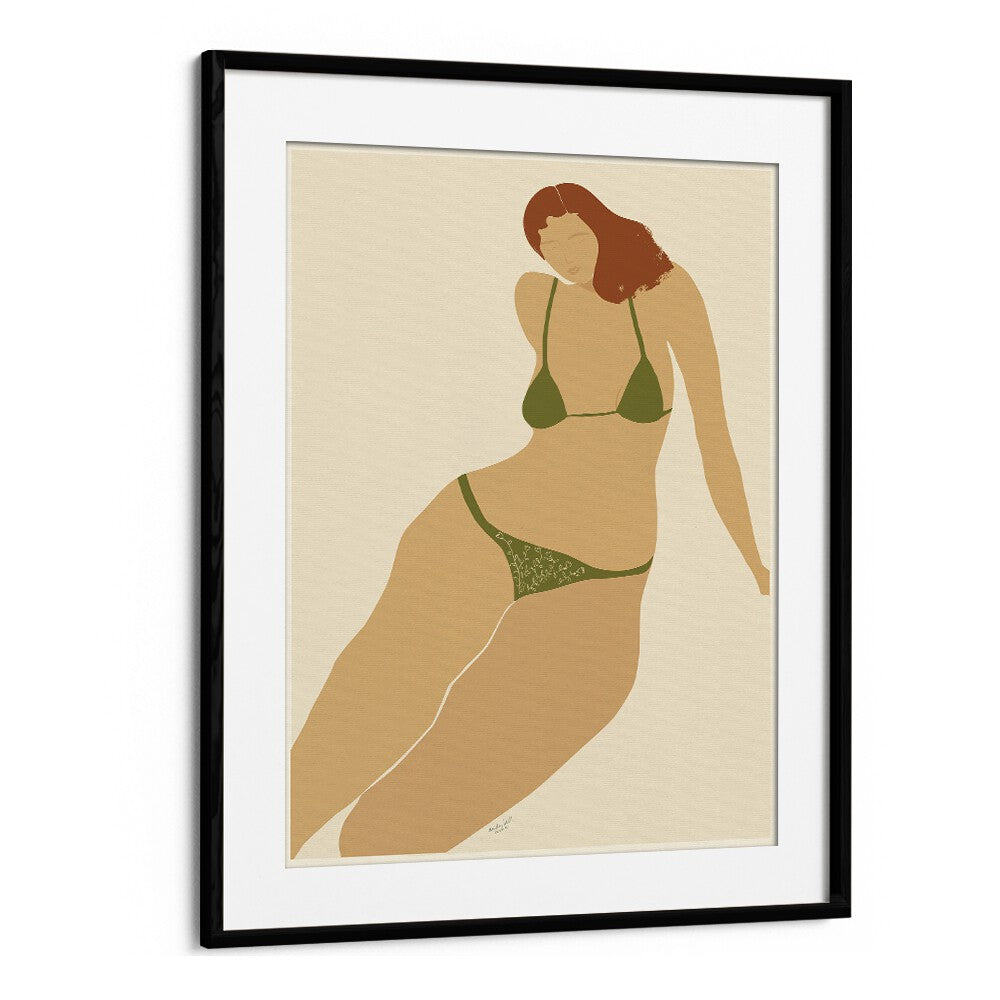 Lady Seashore By Andi Bell Beach Prints in Black Frame With Mount