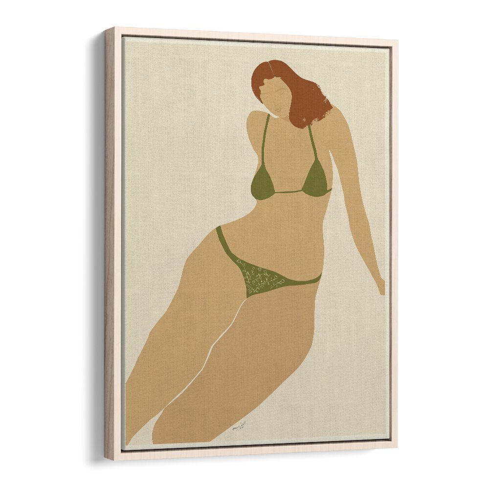 Lady Seashore By Andi Bell Beach Prints in Oak Wood Floater Frame