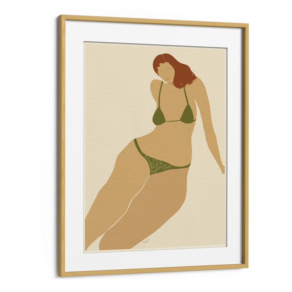 Lady Seashore By Andi Bell Beach Prints in Oak Wood Frame With Mount