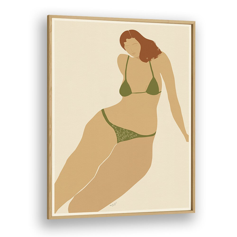 Lady Seashore By Andi Bell Beach Prints in Oak Wood Plain Frame