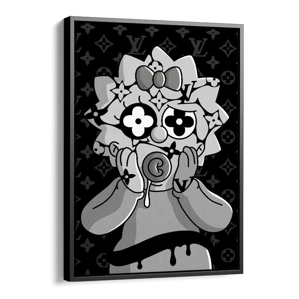 Lady Simpson X LV Comic Wall Art Comic Posters in Black Floater Frame