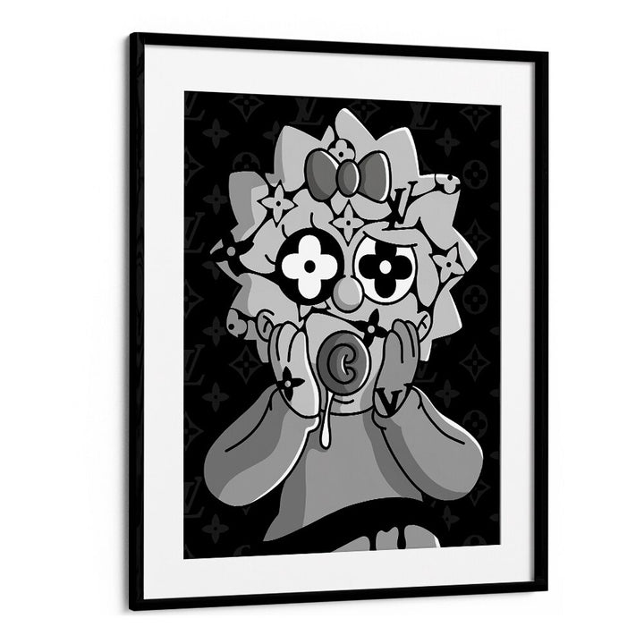 Lady Simpson X LV Comic Wall Art Comic Posters in Black Frame With Mount