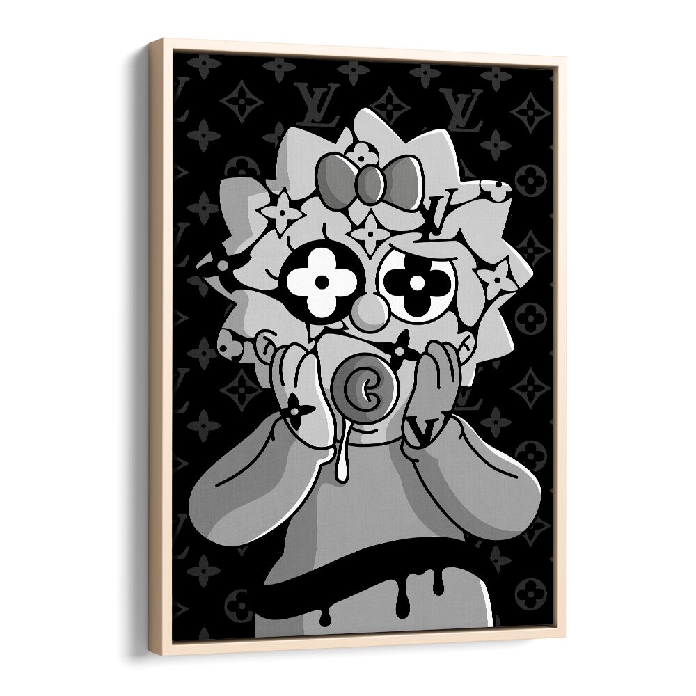 Lady Simpson X LV Comic Wall Art Comic Posters in Oak Wood Floater Frame