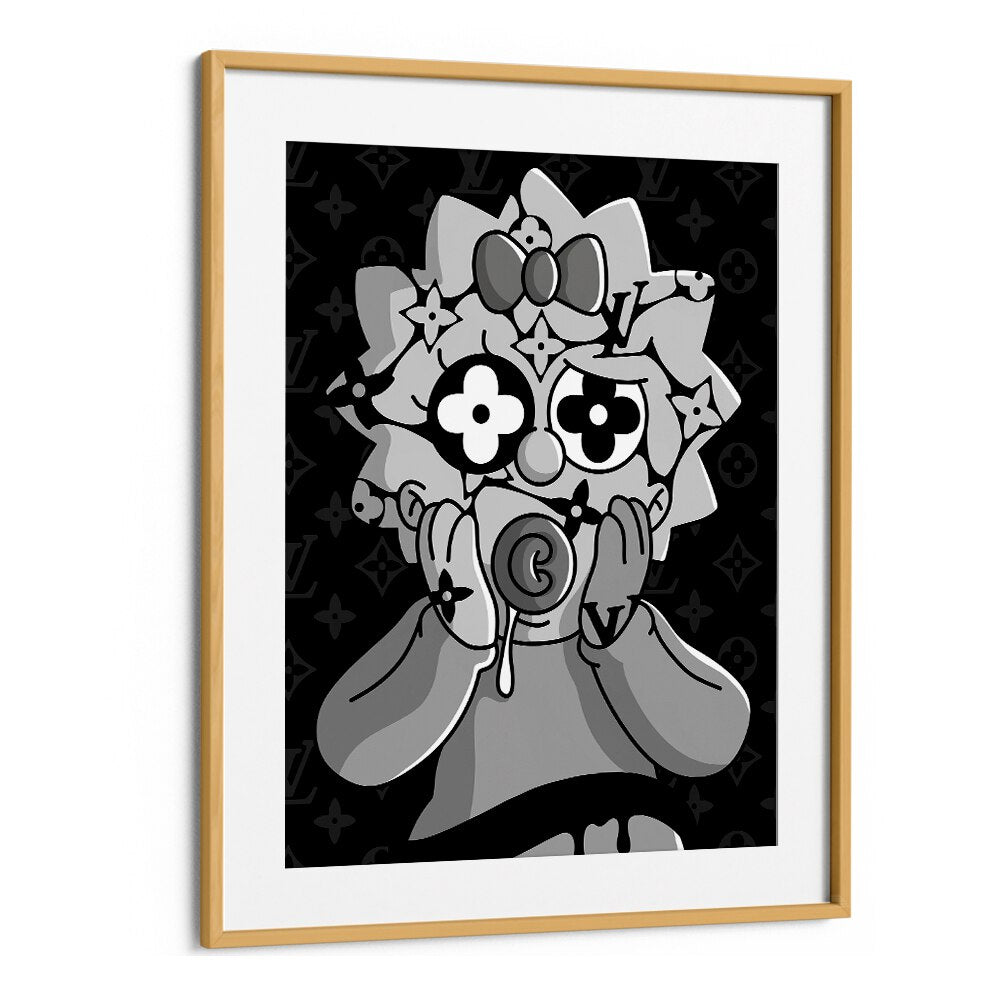 Lady Simpson X LV Comic Wall Art Comic Posters in Oak Wood Frame With Mount