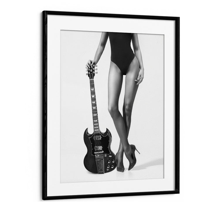 Lady With the Gibson by David Drake Fine Art Photography Fashion Photography in Black Frame With Mount