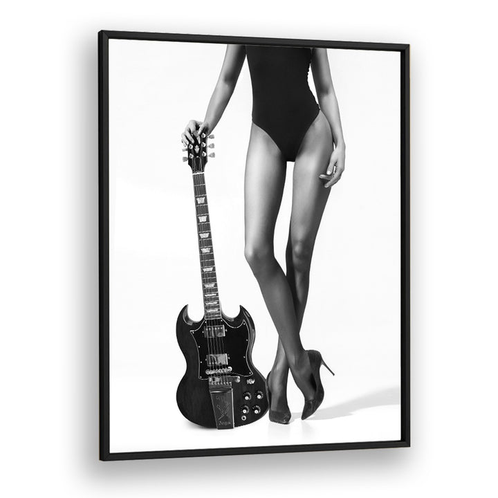 Lady With the Gibson by David Drake Fine Art Photography Fashion Photography in Black Plain Frame