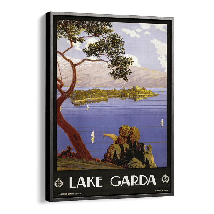 Lake Garda Retro Vintage Travel Vintage Travel Posters in Black Floater Frame