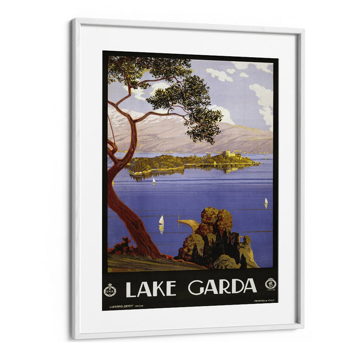 Lake Garda Retro Vintage Travel Vintage Travel Posters in White Frame With Mount