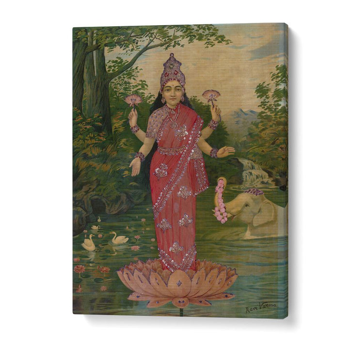 Lakshmi Embellished By Raja Ravi Varma Indian Paintings in Gallery Wrap