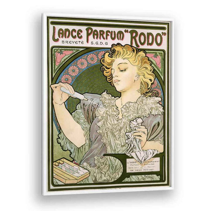 Lance Parfum Rodo 1896 By Alphonse Mucha Vintage Paintings in White Plain Frame