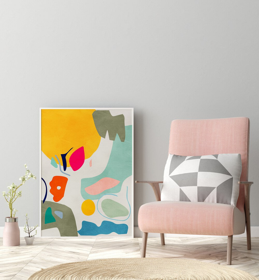 Colorful LANDSCAPE INSPIRED CUT OUT, ABSTRACT PAINTINGS by Ana Rut Bre, perfect for enhancing modern home decor.