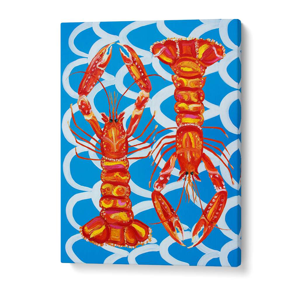 Langoustines on Blue by Alice Straker Cafe Art Prints Cafe Posters in Gallery Wrap