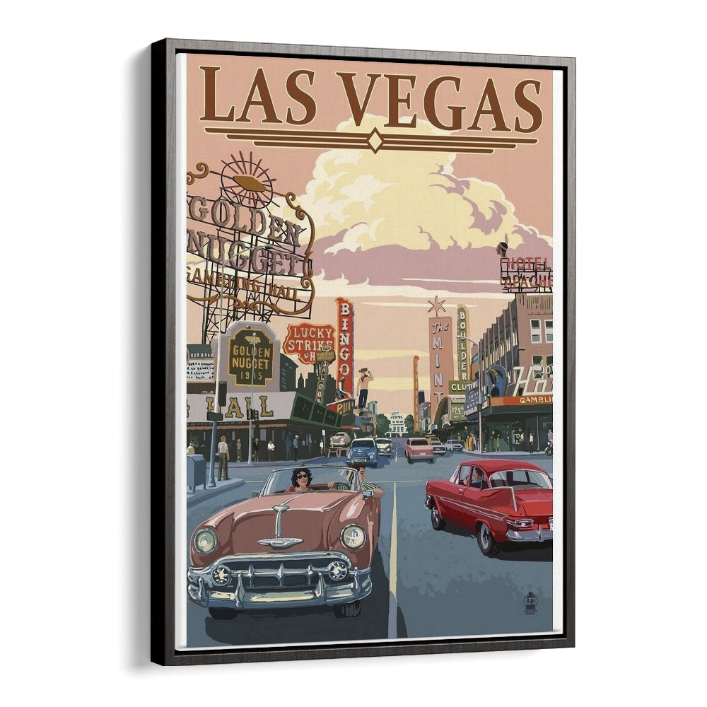 Las Vegas Retro Vintage Travel Vintage Travel Posters in Black Floater Frame