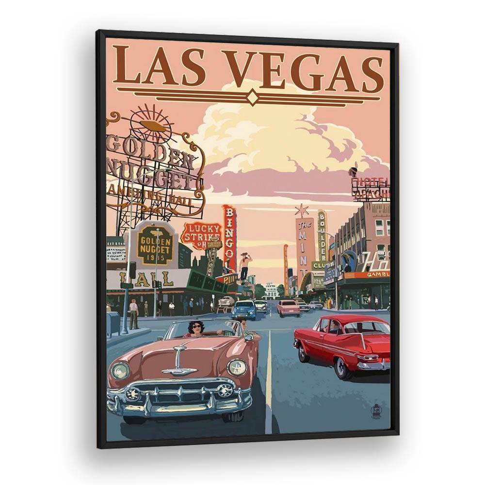 Las Vegas Retro Vintage Travel Vintage Travel Posters in Black Plain Frame