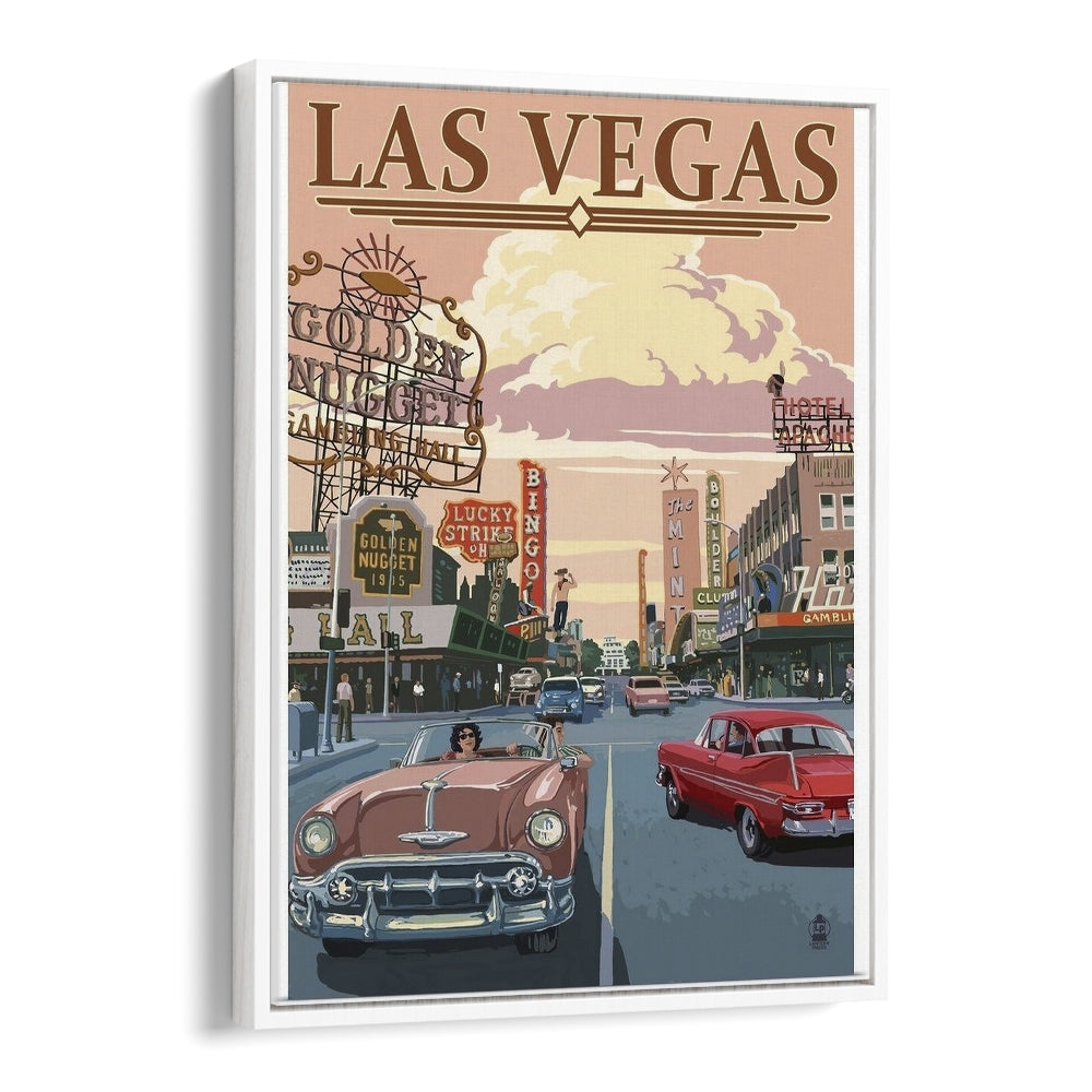 Las Vegas Retro Vintage Travel Vintage Travel Posters in White Floater Frame