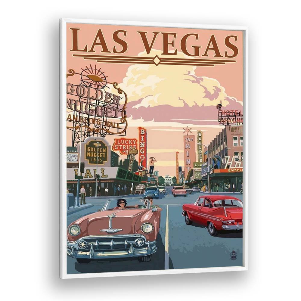 Las Vegas Retro Vintage Travel Vintage Travel Posters in White Plain Frame