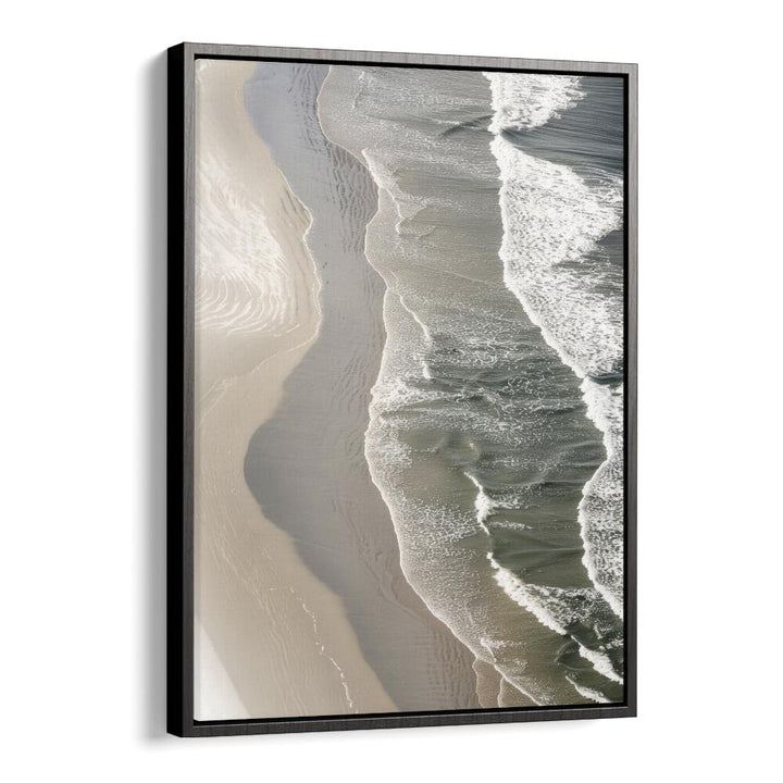 Layered Horizons Beach Prints Coastal Wall Art in Black Floater Frame