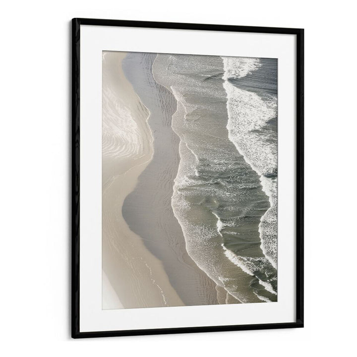 Layered Horizons Beach Prints Coastal Wall Art in Black Frame With Mount