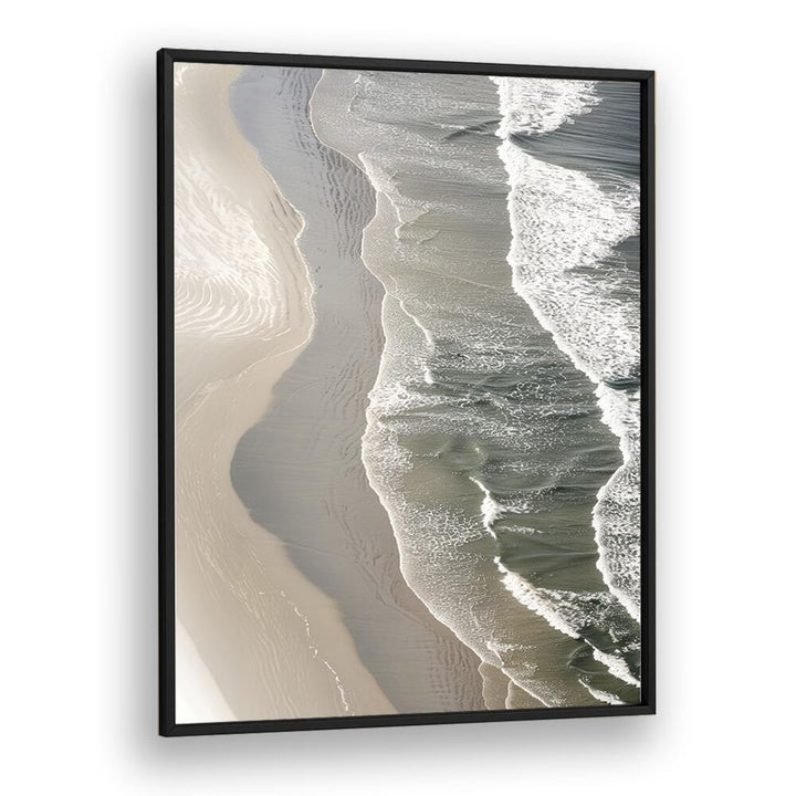 Layered Horizons Beach Prints Coastal Wall Art in Black Plain Frame