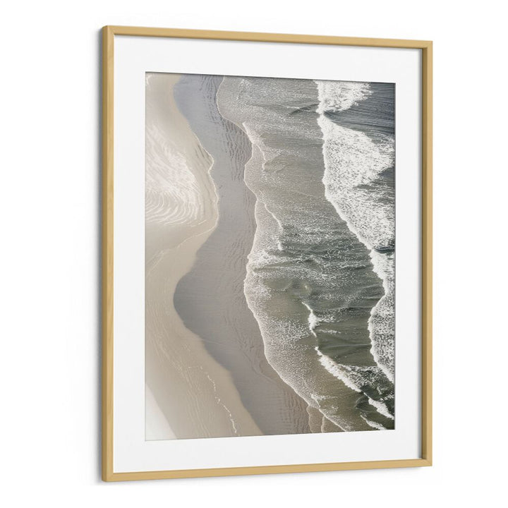Layered Horizons Beach Prints Coastal Wall Art in Oak Wood Frame With Mount