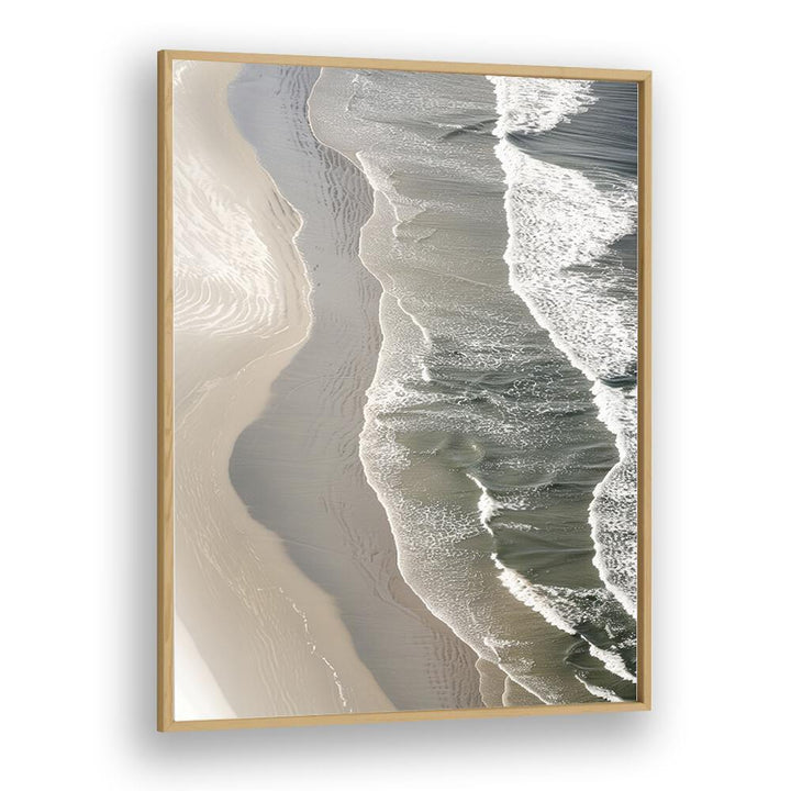 Layered Horizons Beach Prints Coastal Wall Art in Oak Wood Plain Frame