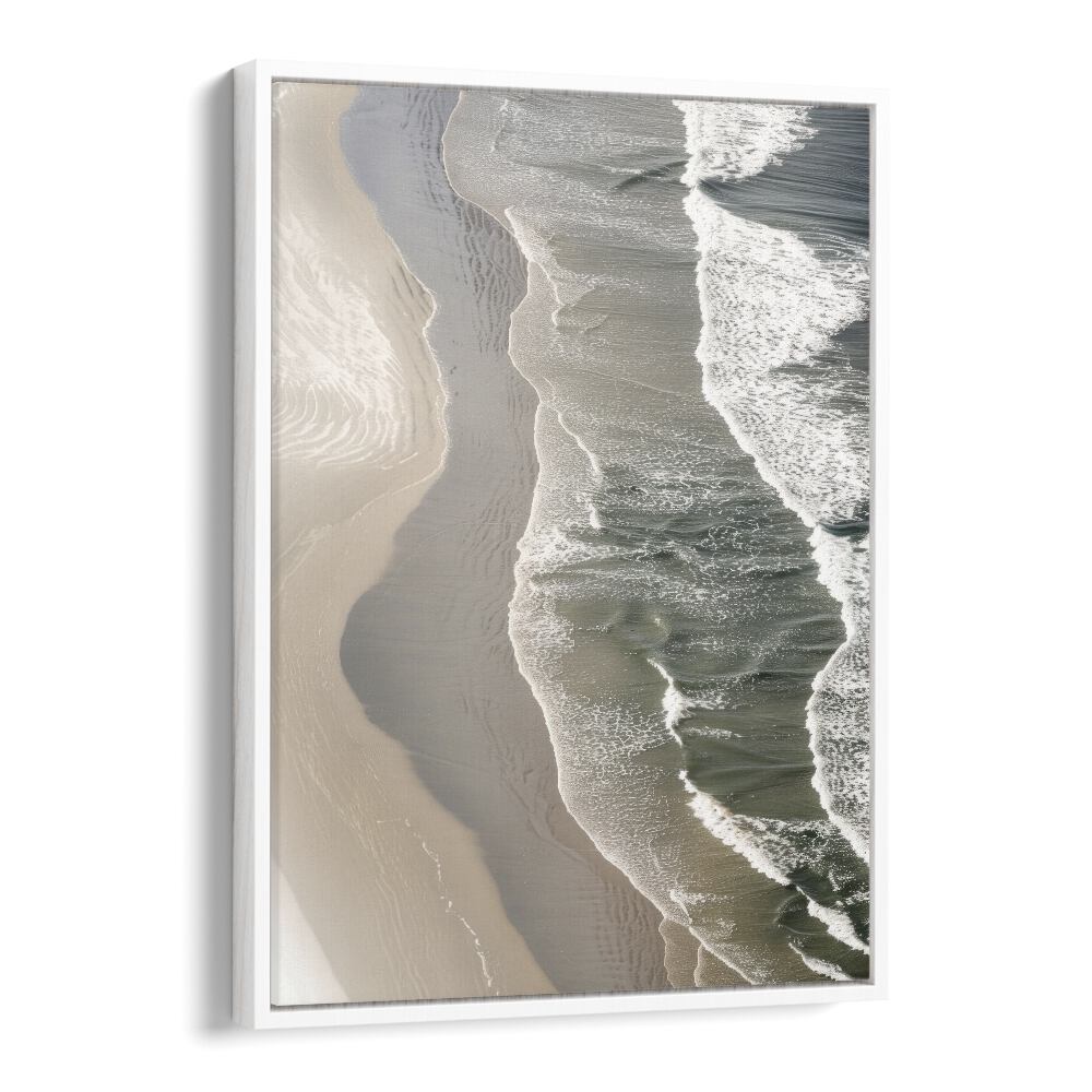 Layered Horizons Beach Prints Coastal Wall Art in White Floater Frame