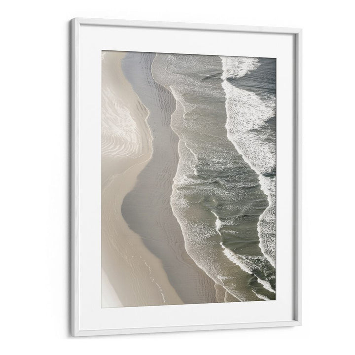 Layered Horizons Beach Prints Coastal Wall Art in White Frame With Mount