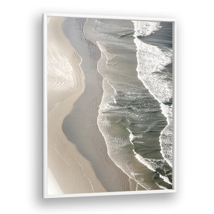 Layered Horizons Beach Prints Coastal Wall Art in White Plain Frame