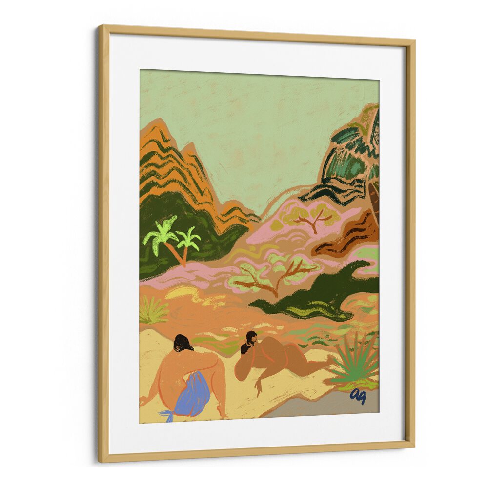 Lazy Day Sinnature By Arty Guava Wall Art Prints in Oak Wood Frame With Mount