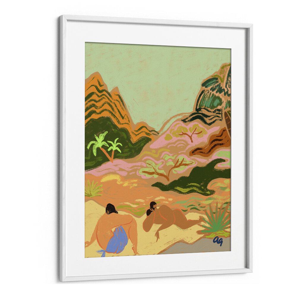 Lazy Day Sinnature By Arty Guava Wall Art Prints in White Frame With Mount