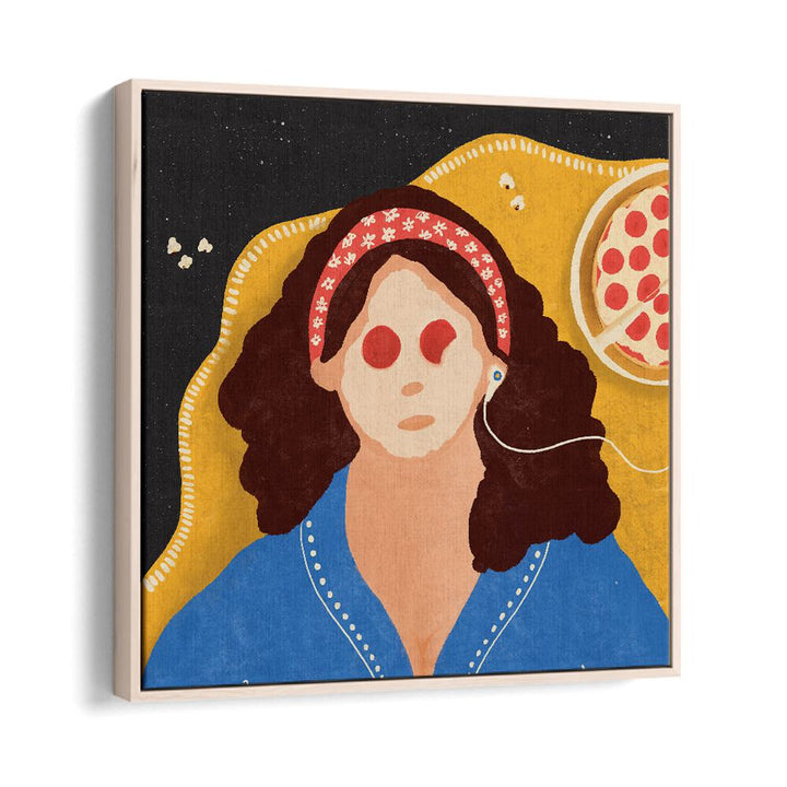 Lazy Girl by Shriya Bhattacharya Women Art Prints in Oak Wood Floater Frame