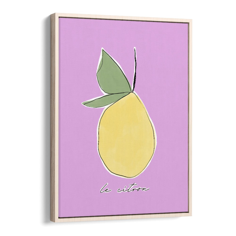 Le Citron by Uplus Me Studio Kitchen Art Prints Kitchen Posters in Oak Wood Floater Frame