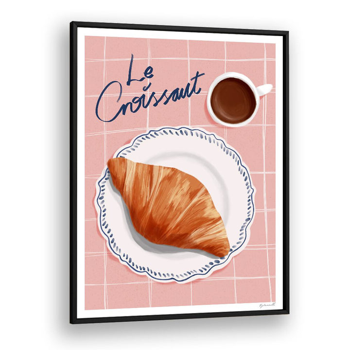 Le Croissant Cafe Art Prints Cafe Posters in Black Plain Frame