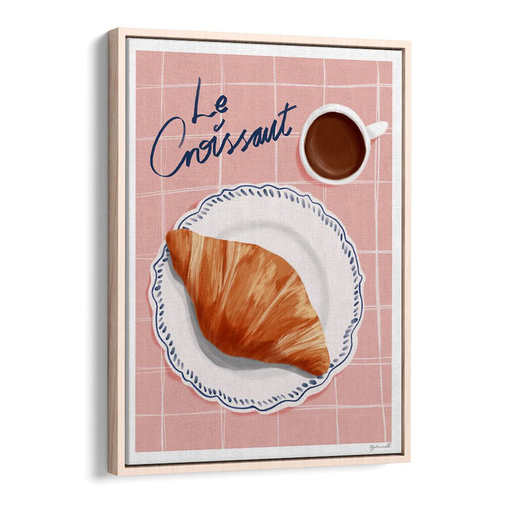 Le Croissant Cafe Art Prints Cafe Posters in Oak Wood Floater Frame