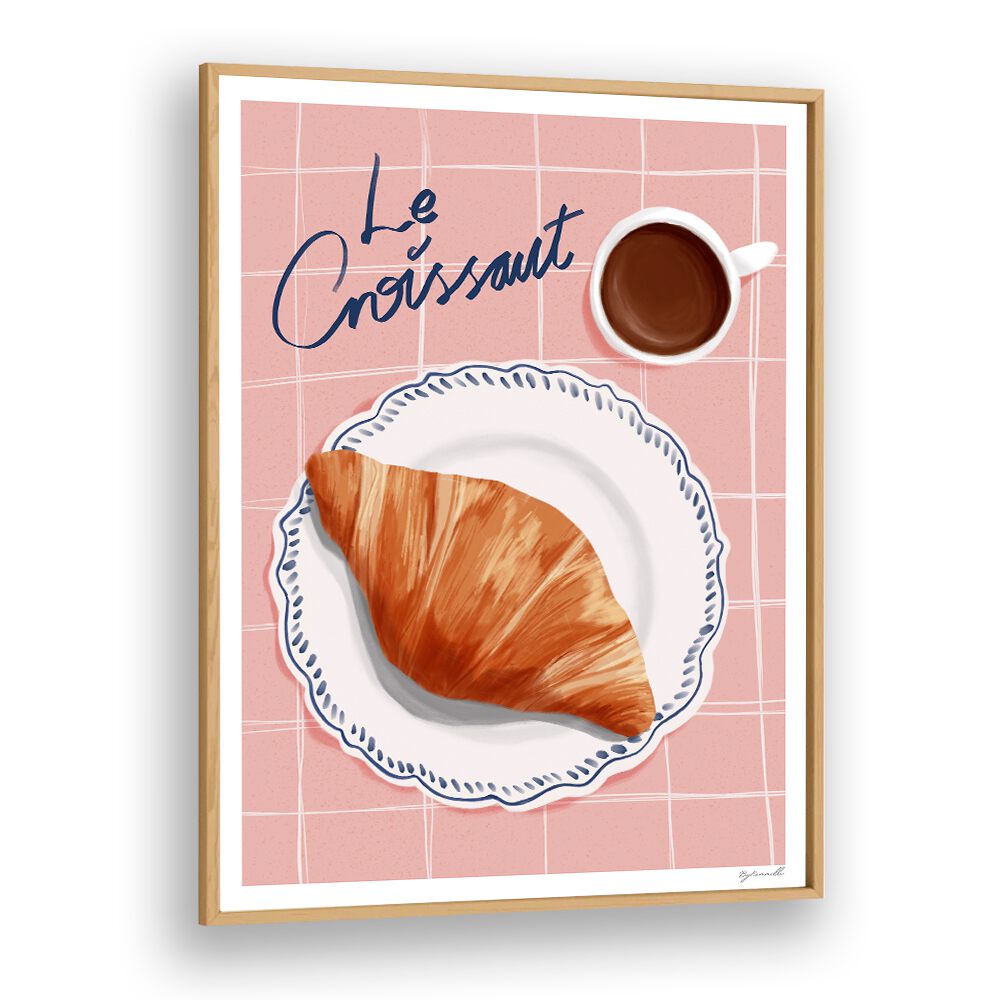 Le Croissant Cafe Art Prints Cafe Posters in Oak Wood Plain Frame