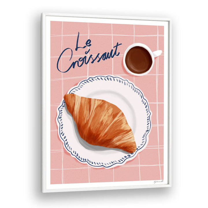 Le Croissant Cafe Art Prints Cafe Posters in White Plain Frame