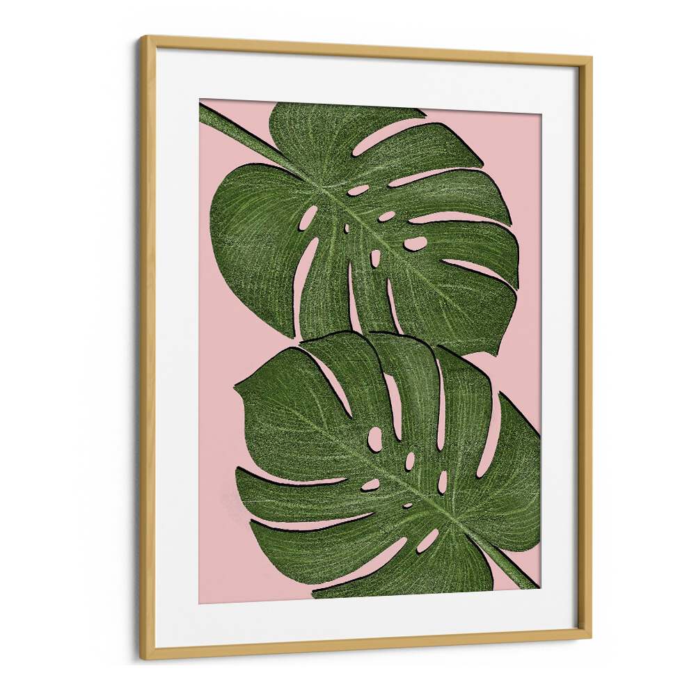 Leaves by Martina Botanical Art Prints in Oak Wood Frame With Mount